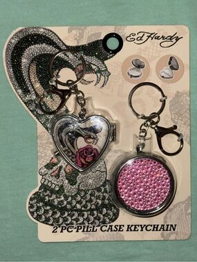 Ed Hardy Pill Case Keychain/BagCharm Set